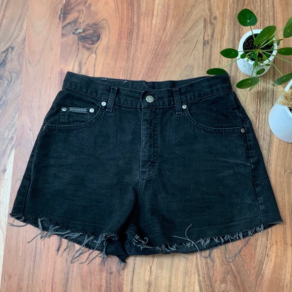Vintage Lee High Rise Black Denim Cutoff Shorts - Picture 1 of 7